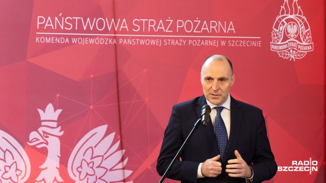 Fot. Robert Stachnik [Radio Szczecin] Nowy zachodniopomorski komendant PSP oficjalnie powołany
