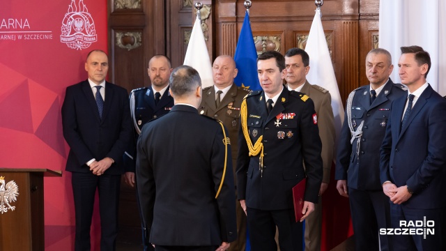 Fot. Robert Stachnik [Radio Szczecin] Nowy zachodniopomorski komendant PSP oficjalnie powołany