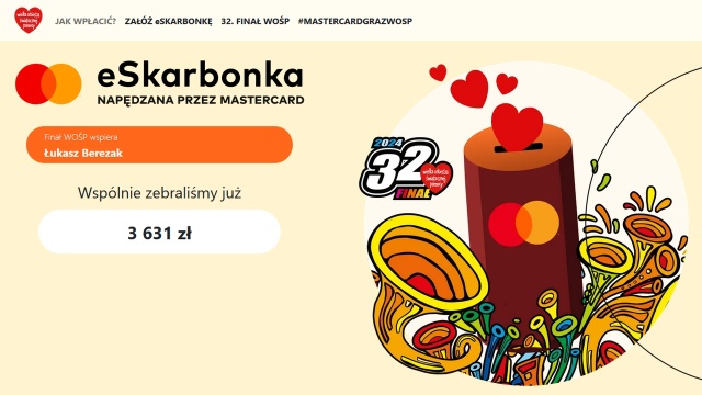 Najsłynniejszy szczeciński, a może i polski wolontariusz Wielkiej Orkiestry Świątecznej Pomocy Łukasz Berezak, zbiera w tym roku do swojej eSkarbonki.