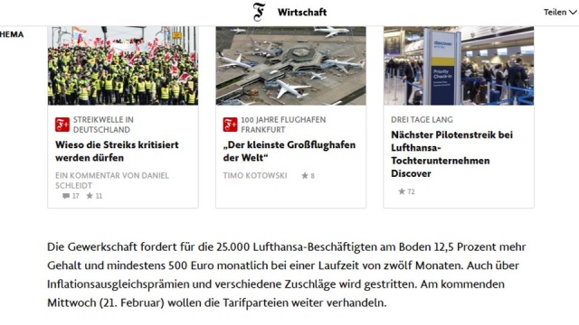 Polskie służby konsularne w Niemczech informują o planowanym na 20 lutego strajku personelu naziemnego Lufhansy.