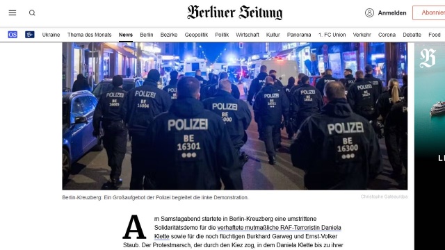 Pół tysiąca osób przemaszerowało przez Berlin w ramach poparcia dla Danieli Klette, terrorystki ujętej po latach poszukiwań.