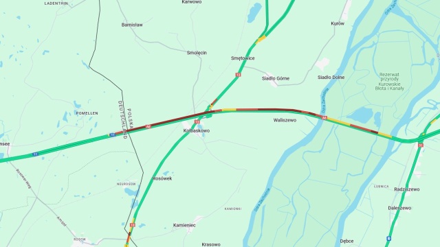 korek na autostradzie A6 do przejścia granicznego w Kołbaskowie w stronę Berlina.