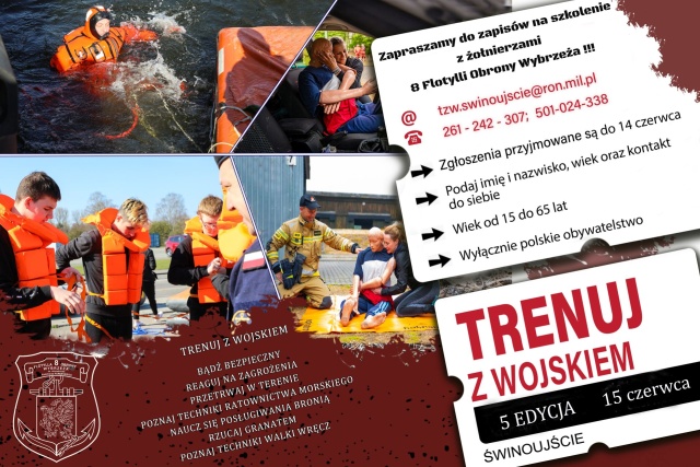 To ostatni moment, by zapisać się na zajęcia pod okiem żołnierzy 8 Flotylli Obrony Wybrzeża. Zgłoszenia cywili na kolejną edycję Trenuj z wojskiem przyjmowane są tylko do końca dnia.