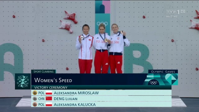 Aleksandra Mirosław zdobyła złoty a Aleksandra Kałucka brązowy medal podczas finału wspinaczki sportowej na czas na Igrzyskach Olimpijskich w Paryżu.