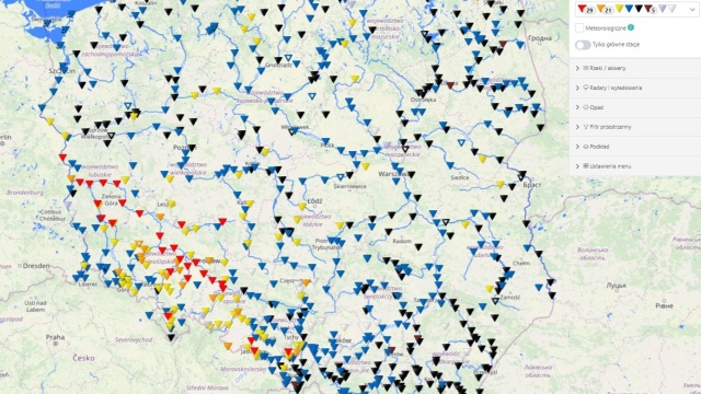 Stan alarmowy przekroczony jest na 29 stacjach hydrologicznych, a ostrzegawczy na 21 - informuje Instytut Meteorologii i Gospodarki Wodnej.