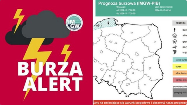 Instytut Meteorologii i Gospodarki Wodnej ostrzega przed silnym wiatrem na północy i południu kraju.