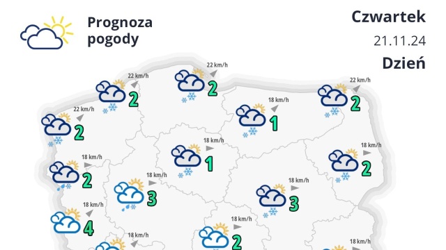 Na północy Polski obowiązują ostrzeżenia przed intensywnymi opadami śniegu wydane przez Instytut Meteorologii i Gospodarki Wodnej. Natomiast na południu może występować oblodzenie.