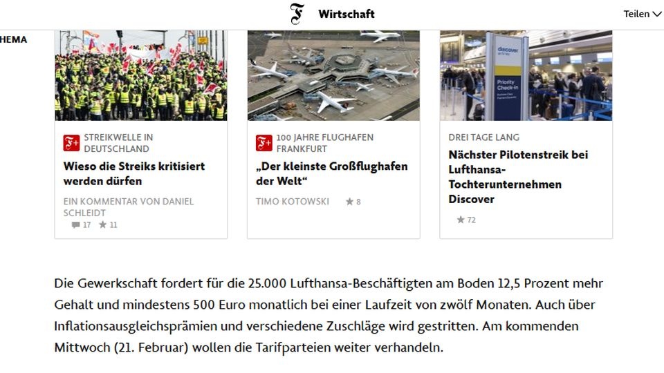 Utrudnienia mogą występować także na lotniskach w Monachium, Hamburgu, Berlinie i Stuttgarcie. źródło: https://www.faz.net
