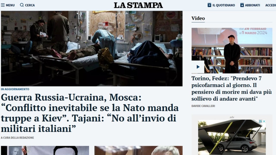 Włoskie media cytują wypowiedź Antonia Tajaniego z wizyty w Zagrzebiu. źródło: https://www.lastampa.it