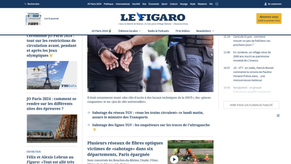 Władze podejrzewają, że sabotaże są prowadzone przez lewicowych ekstremistów. Jeden z nich został zatrzymany. źródło: https://www.lefigaro.fr