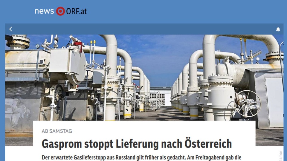 Austria to jeden z ostatnich krajów Unii Europejskiej, który pozyskuje jeszcze gaz z Rosji. źródło: https://orf.at