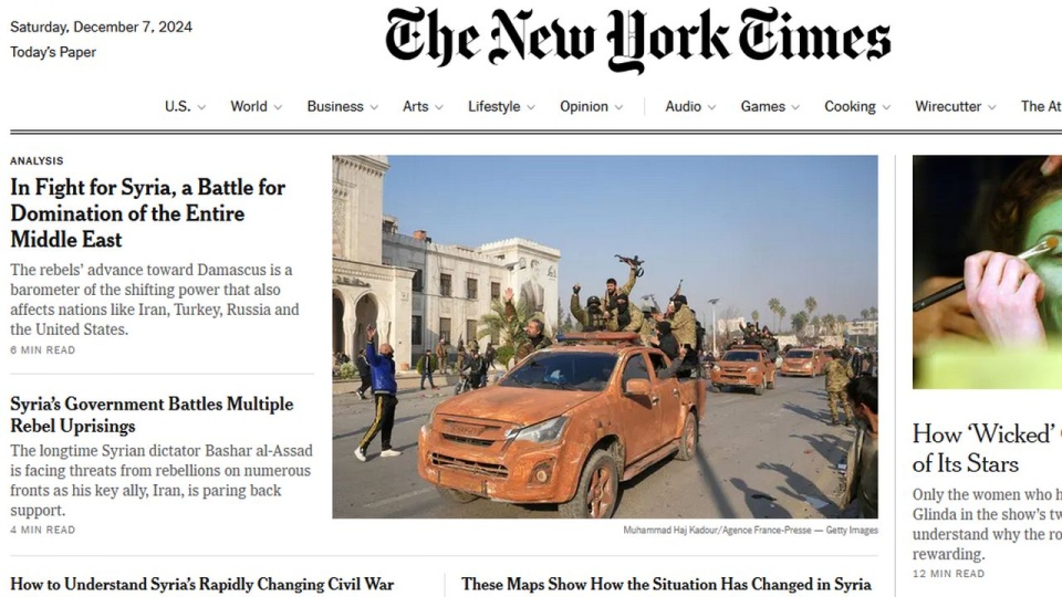 W mieście obalono pomnik ojca Baszara al-Asada. Jak podała syryjska państwowa agencja prasowa, al-Asad jest w Damaszku i kontynuuje pełnienie swoich obowiązków. źródło: https://www.nytimes.com/international/