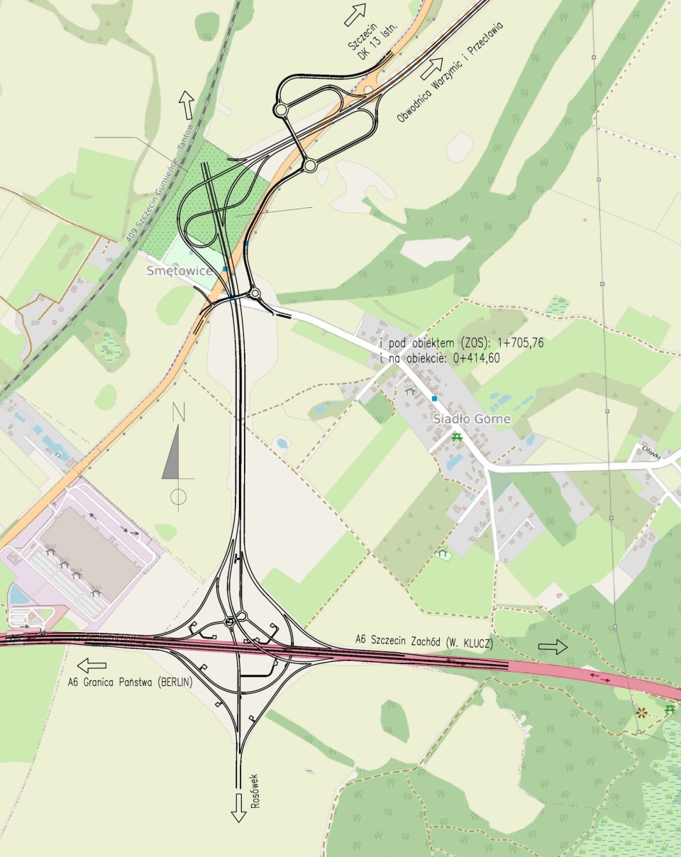 Plan orientacyjny II etap obwodnicy Przecławia i Warzymic w ciągu DK13. Mat. GDDKiA