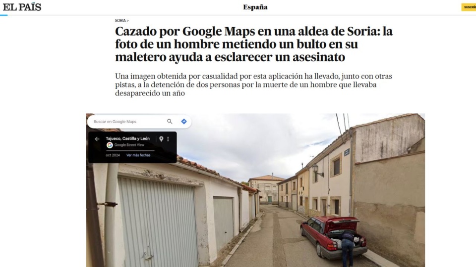 Jak poinformował "El Pais" zdjęcie zamieszczone na mapie w internecie zostało wykonane przez samochód Google’a, który nie dokumentował ulic w tej miejscowości od 15 lat. https://elpais.com/espana/