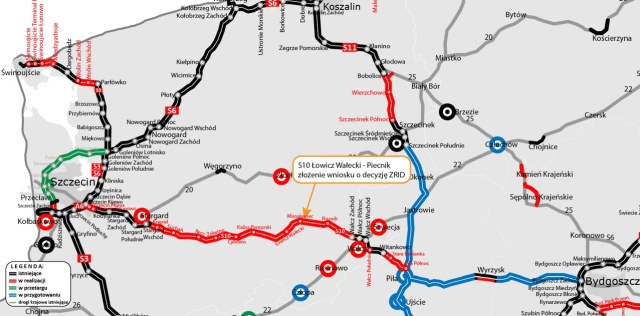 Fot. x.com/GDDKiA_Szczecin Jest wniosek o budowę kolejnego odcinka S10