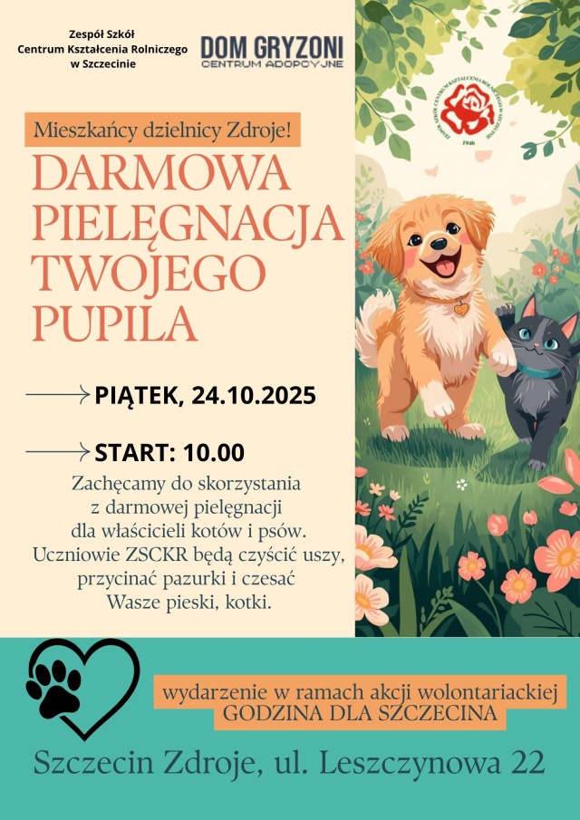 Mat. Organizatora Zabiegi pielęgnacyjne dla zwierząt. Wolontariat szczecińskich uczniów