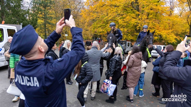 Fot. Robert Stachnik [Radio Szczecin] Policjanci na koniach patrolują Cmentarz Centralny [WIDEO, ZDJĘCIA]