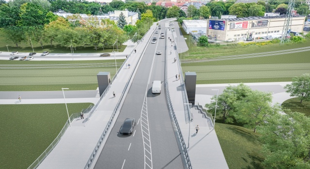 Skrzyżowanie ulic Witkiewicza, Twardowskiego i Jagiellońskiej. Mat. Urząd Miasta Szczecin Trwają konsultacje ws. wiaduktów na Jagiellońskiej i Pomorskiej [WIZUALIZACJE, ZDJĘCIA]