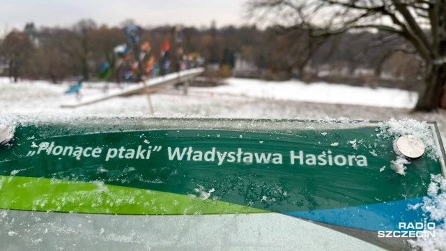 Fot. Robert Stachnik [Radio Szczecin] Ptaki Hasiora - płonące czy ogniste? Dwie tablice, a każda mówi co innego [WIDEO, ZDJĘCIA]