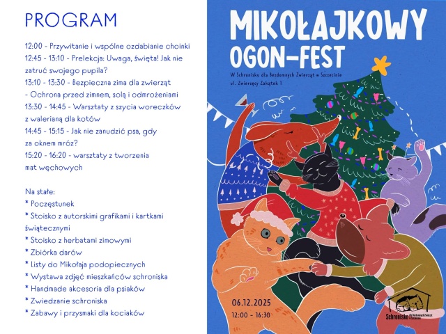 Mat. Urząd Miasta Szczecin Mikołajki z bezdomnymi czworonogami. Schronisko zaprasza na Ogon-fest [ZDJĘCIA]