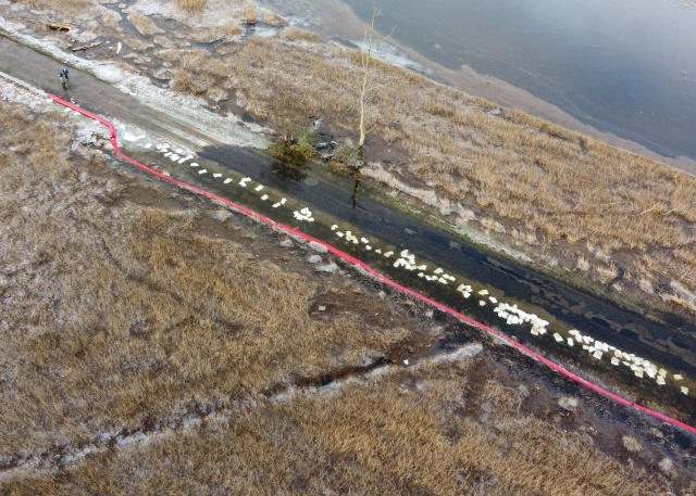 Stany alarmowe wciąż obowiązują na Zalewie Szczecińskim w Wolinie i Trzebieży, jednak poziom wody w regionie powoli opada - informują strażacy.