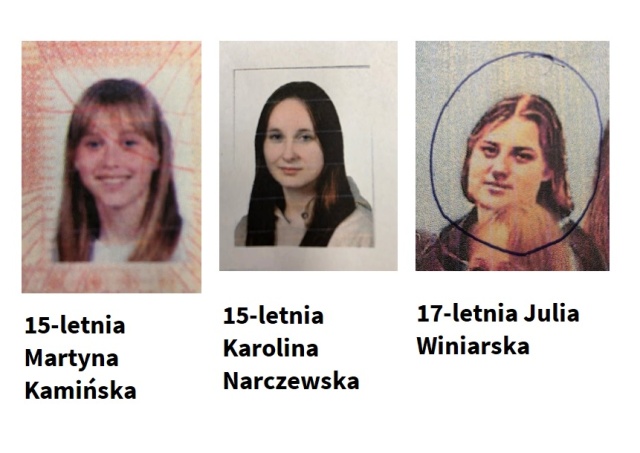 Świnoujska policja poszukuje trzech zaginionych nastolatek. To 15-letnie Martyna Kamińska i Karolina Narczewska oraz 17-letnia Julia Winiarska.