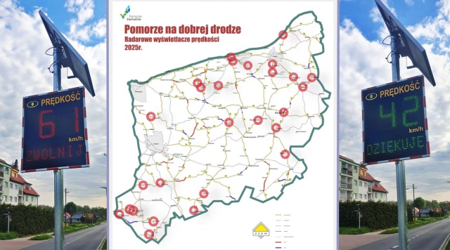 Radarowe wyświetlacze prędkości staną w 27 miejscach na terenie Pomorza Zachodniego.