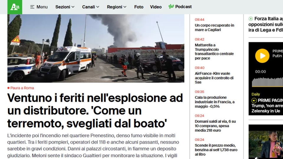 Eksplozja uszkodziła kilka okolicznych budynków mieszkalnych. źródło: www.ansa.it