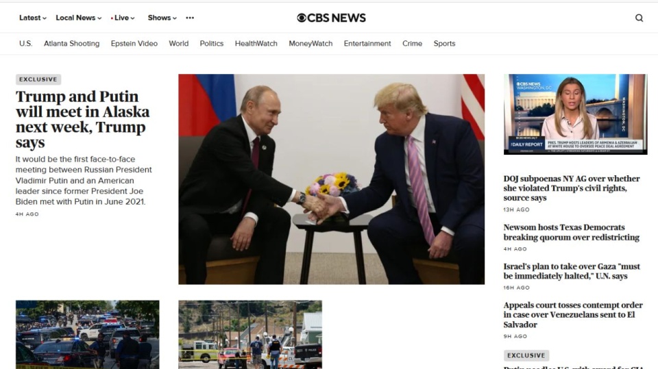 Donald Trump i Władimir Putin spotkają się na Alasce 15 sierpnia. źródło: www.cbsnews.com
