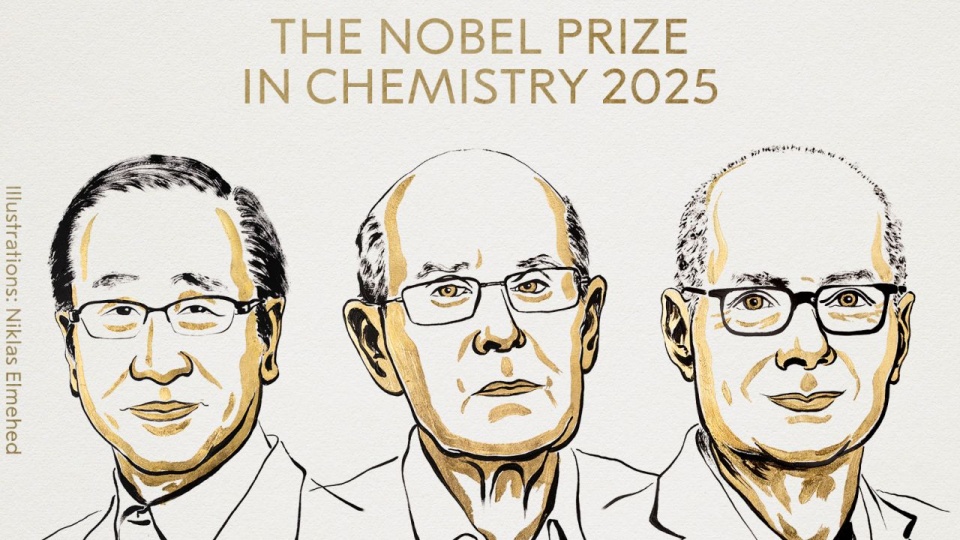 Susuma Kitagawa, Richard Robson i Omar Yaghi otrzymali nagrodę Nobla w dziedzinie chemii. źródło: x.com/NobelPrize