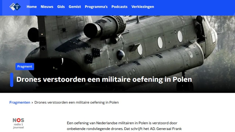 Mimo to ćwiczenia nie zostały przerwane, a dzięki dronom stały się bardziej realistyczne - powiedział w radiu NPO1 dowódca ćwiczeń generał Frank Grandia. źródło: www.nporadio1.nl