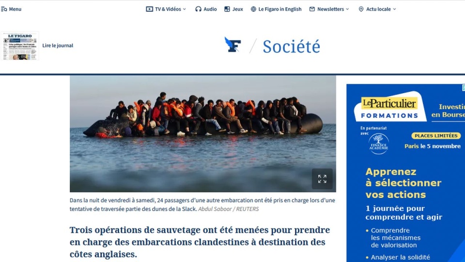 O zdarzeniach informuje dziennik Le Figaro powołując się na Prefekturę Morską Kanału La Manche i Morza Północnego. źródło: www.lefigaro.fr