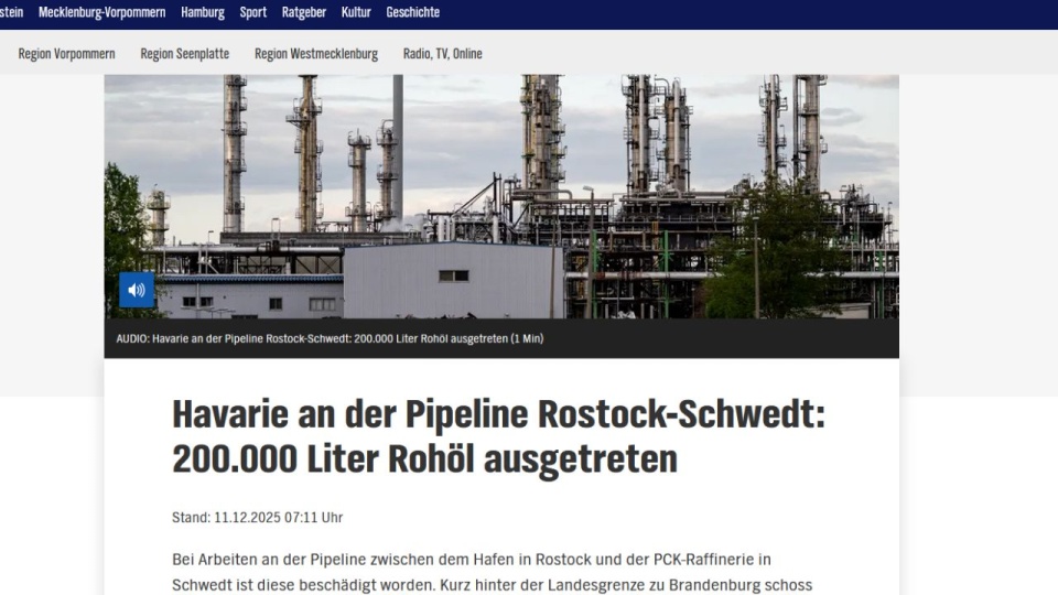 Niemcy. Wyciek ropy przy granicy z Polską zatrzymany