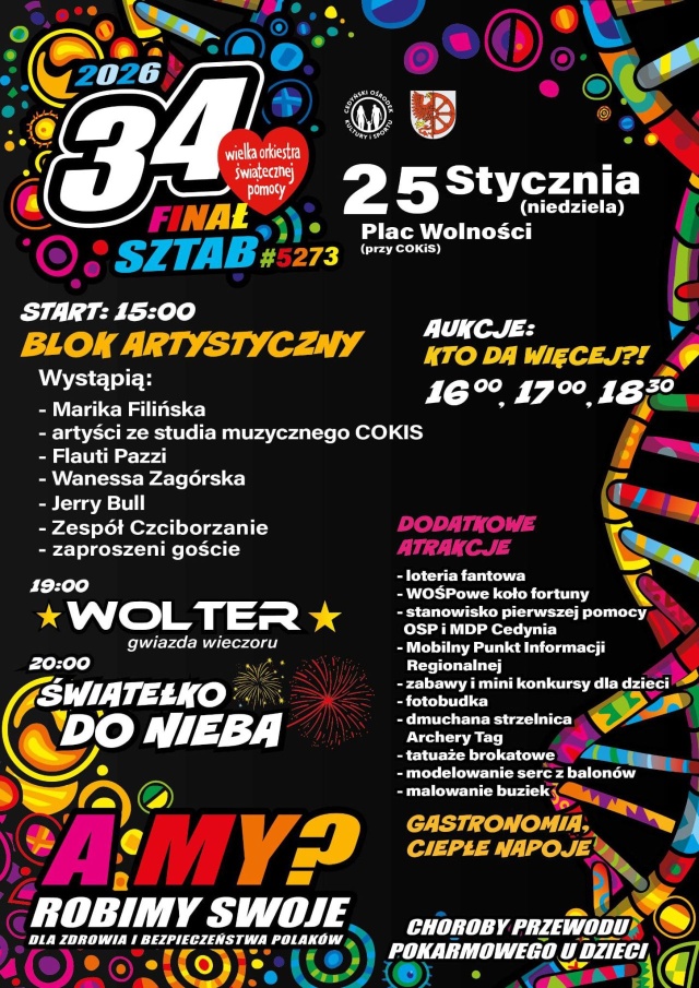 Harmonogram - Cedynia Znamy atrakcje niedzielnych finałów WOŚP w Szczecinie i regionie