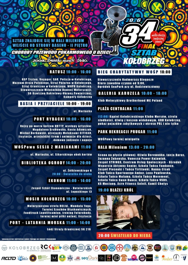 Harmonogram - Kołobrzeg Znamy atrakcje niedzielnych finałów WOŚP w Szczecinie i regionie