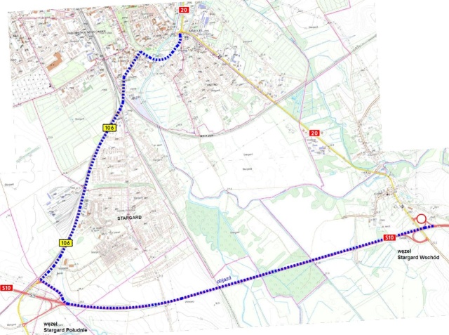 Mapka objazdu węzeł Stargard Wschód. Mat. GDDKiA w Szczecinie Zmiany dla kierowców na S10 [ZDJĘCIA]