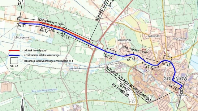 To ponad 2-kilometrowy odcinek między miejscowościami Modrzewie i Goleniów. Powstaje wzdłuż drogi wojewódzkiej nr 111 i jest łącznikiem między Goleniowem i istniejącą już trasą Blue Velo.