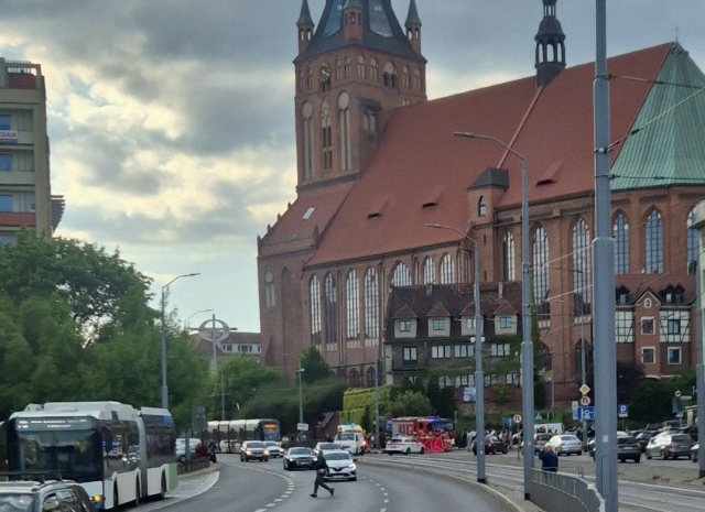 Wypadek na ulicy Wyszyńskiego w Szczecinie.