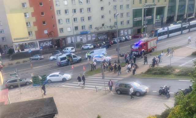 Wypadek na ulicy Wyszyńskiego w Szczecinie.