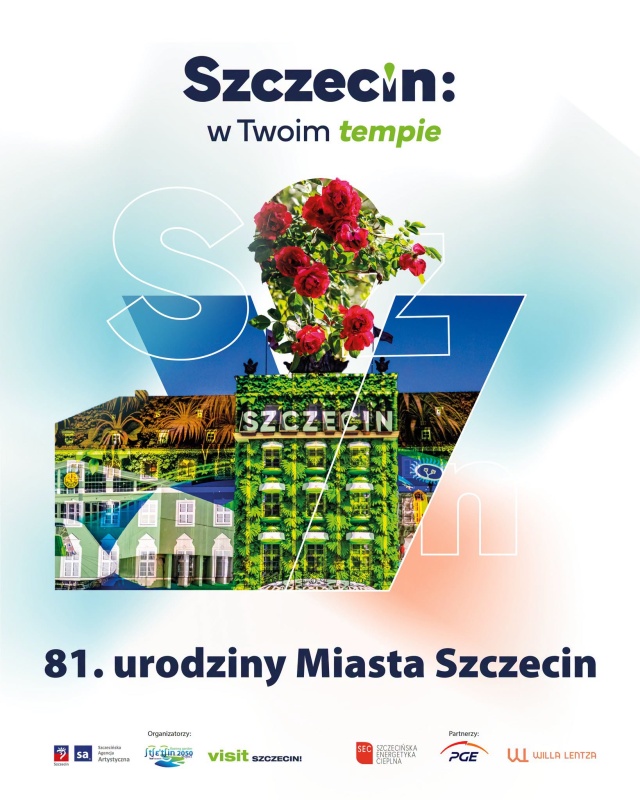 Szczecin świętuje 81. urodziny. W dniach 3-5 lipca 2026 roku mieszkańcy i goście będą mogli wziąć udział w wydarzeniach przygotowanych pod hasłem Szczecin: w Twoim tempie. W programie znalazły się m.in. pokazy video-mappingu, urodzinowe wydarzenia na Różance, inscenizacja historyczna z dioramą, przegląd filmowy GRYF FILM oraz Come With Us Festival z częścią dzienną i sceną muzyczną.