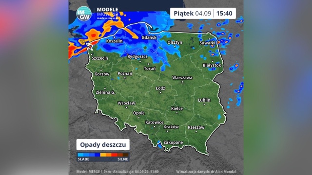 Synoptycy ostrzegają przed falą intensywnych opadów. W piątek, około godziny 16.00, ulewnego deszczu mogą spodziewać się mieszkańcy Świnoujścia, Szczecina, Nowogardu oraz Gryfic.