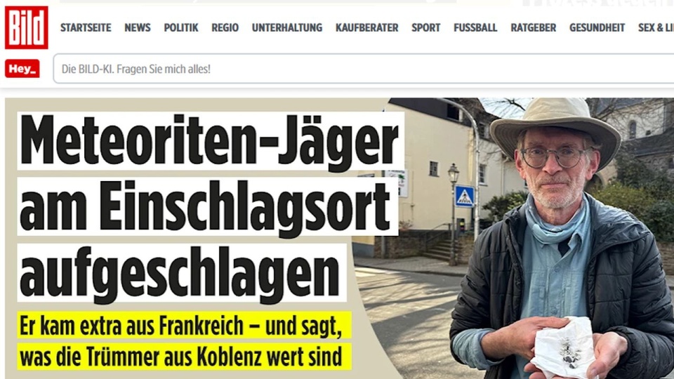 Meteoryt uderzył w dom w Koblencji [WIDEO]