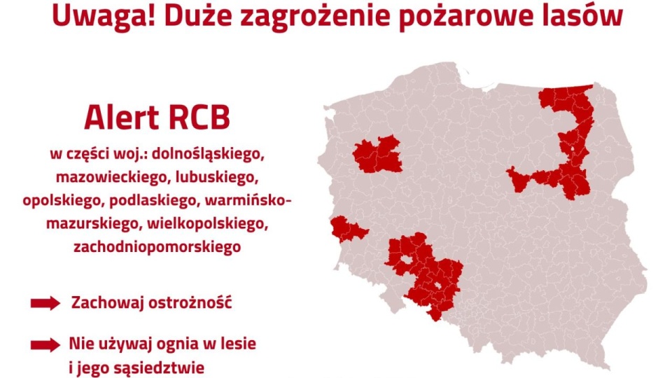 Duże zagrożenie pożarami lasów. Alert RCB