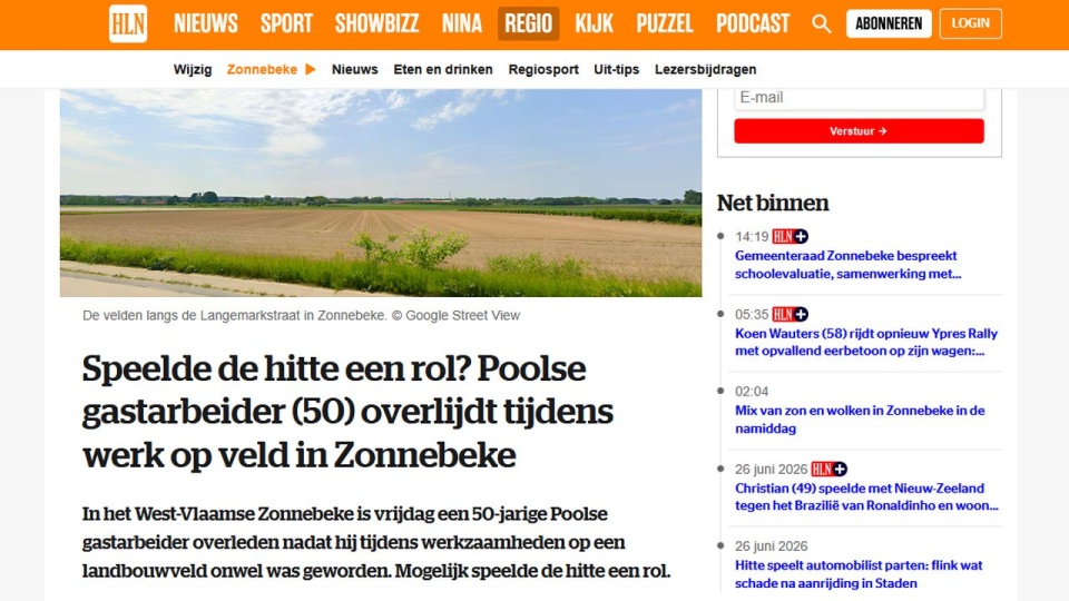 Belgia. Nie żyje 50-letni Polak; zasłabł podczas pracy na plantacji